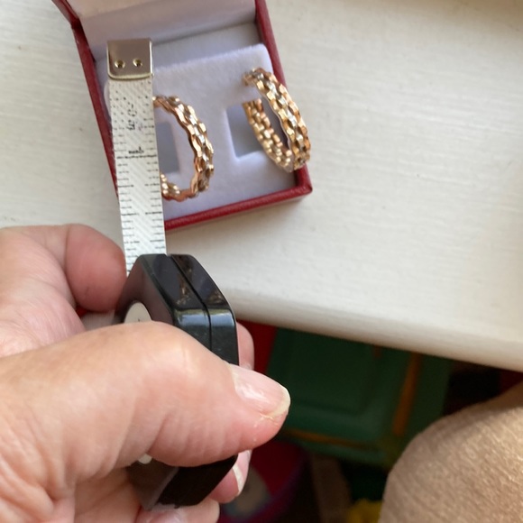 🔴🔵14k “brand new Tri-color hoop earrings. Stunning rose, white, yellow gold - Picture 3 of 6